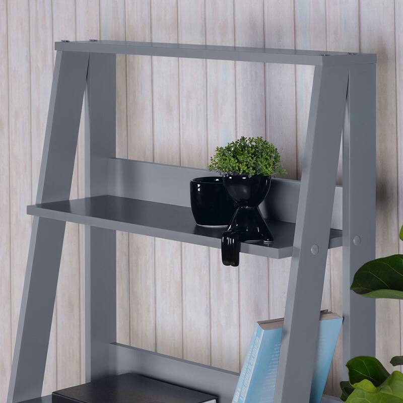Madesa Modern 5-Tier Ladder Shelf Pantry Storage Space 24 Inch Free Standing Bookshelf Home Office Study Room and Kitchen