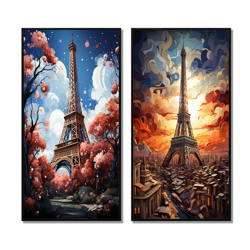 Designart "Paris In Spring Bloom I" City Paris Wall Art Décor - Traditional Gallery Set For Office Decor