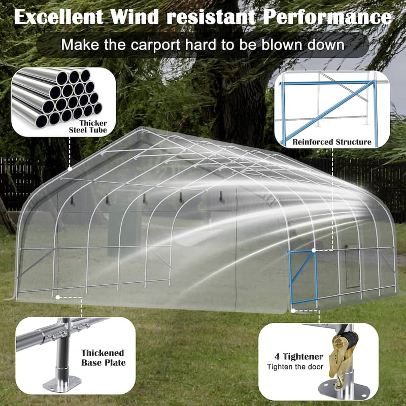 EROMMY 20x20ft Heavy Duty Outdoor Carport, Portable Waterproof Car Canopy Tent with Sidewalls
