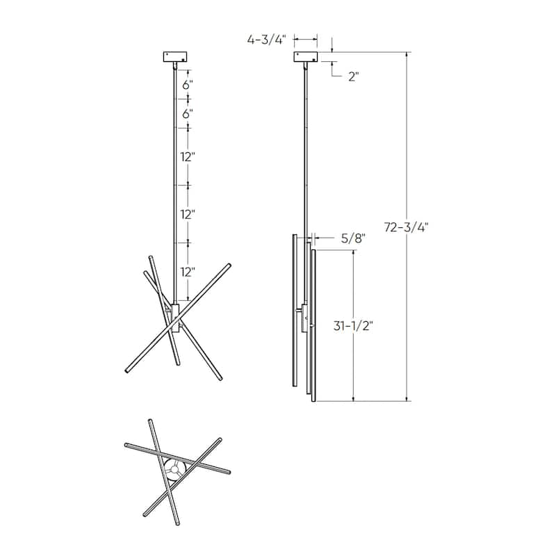 Asterisk Three Branch LED CCT Pendant