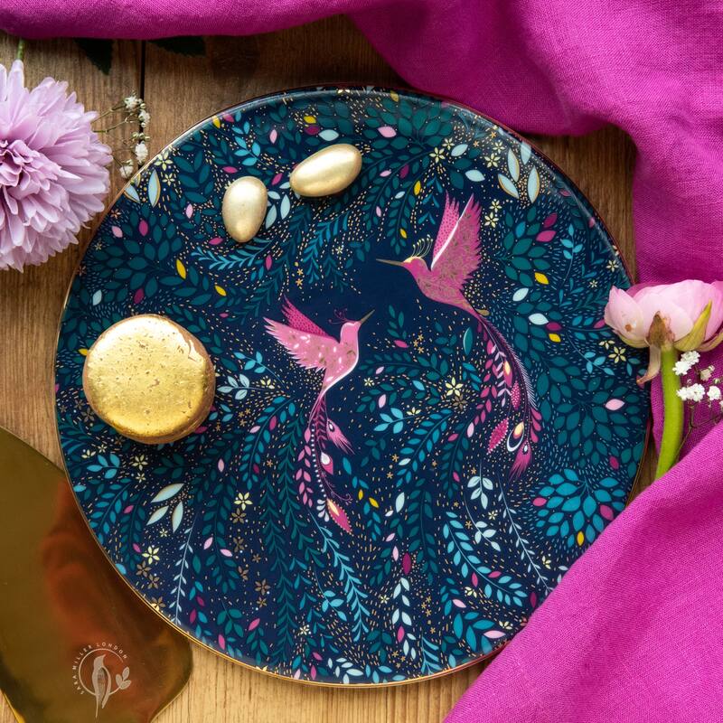 Sara Miller India Serving Plate, Hummingbird Paradise - 9 in
