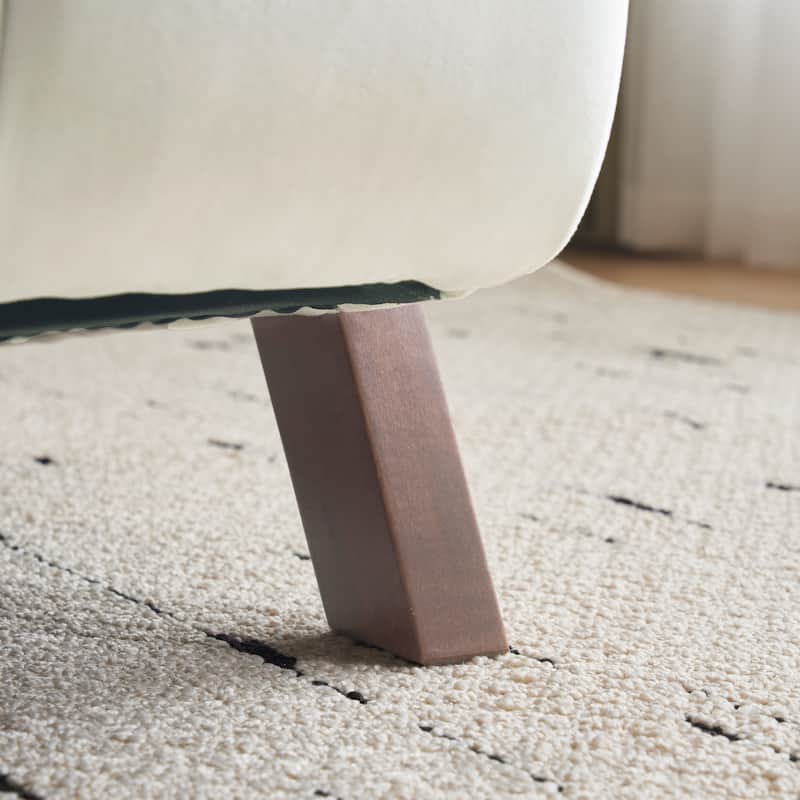 Velvet Fabric Accent Chair, Tufted Upholstered Lounge Armchair, Living Room Chairs with Inverted V-Shaped Legs