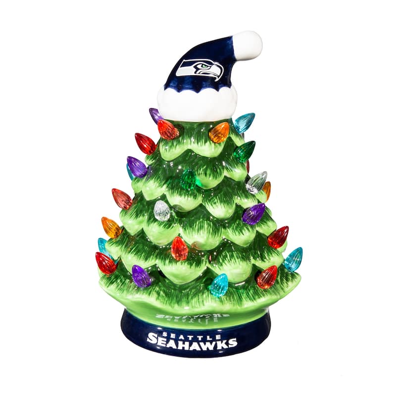 8" LED Ceramic Tabletop Christmas Tree, Seattle Seahawks