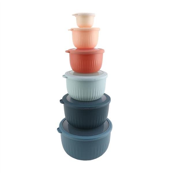 slide 2 of 6, COOK WITH COLOR Prep Bowls with Lids- Wide and Deep Nesting Plastic Small Mixing Bowl Set with Lids, 12 Piece Set - Deep Bowls Multi