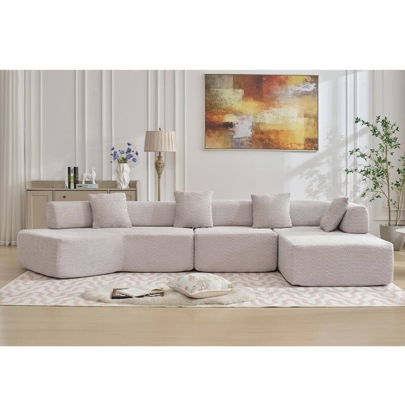 Modern Minimalist 140" L-Shape Couch - Gray