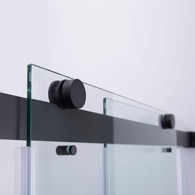 Spezia 60" W x 58" H Double Sliding Frameless Tub Door in Matt Black - 60" W x 58" H