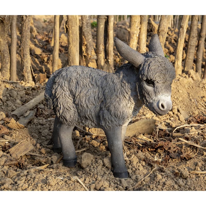 13" Standing Donkey Looking Right Outdoor Garden Statue