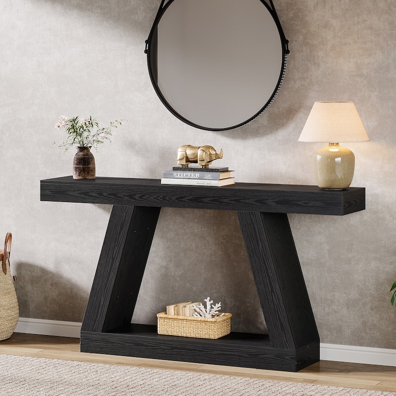 55 Inches Farmhouse Wood Console Sofa Table with Storage - 11.81" D x 55.12" W x 31.5" H