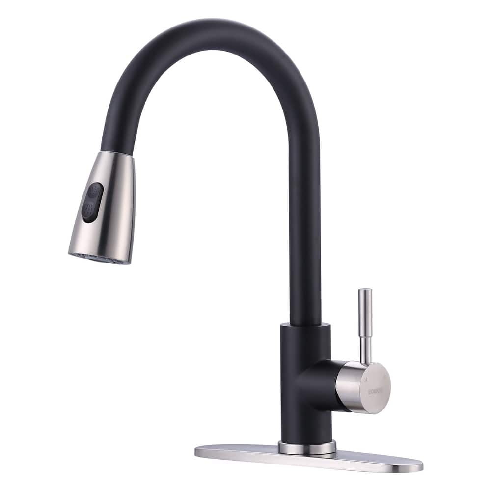 WOWOW 3-Function Pull down Sprayer Kitchen Faucet with Deckplate