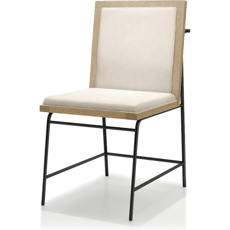 Oak Finish Modern Upholstered Side Chairs Set