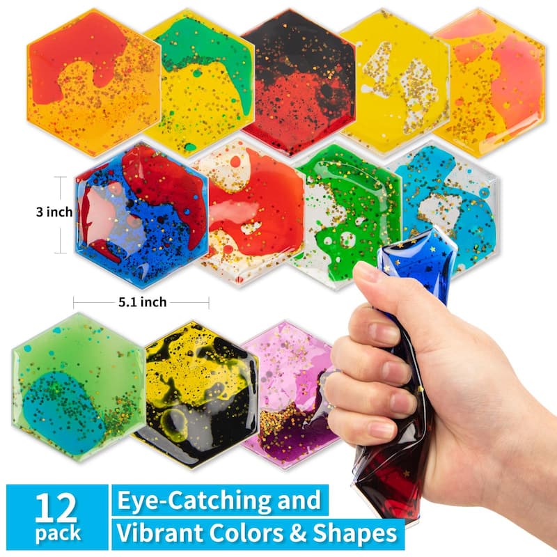 Art3d 12-Pack Colorful Flexible Liquid Play Mats for Children