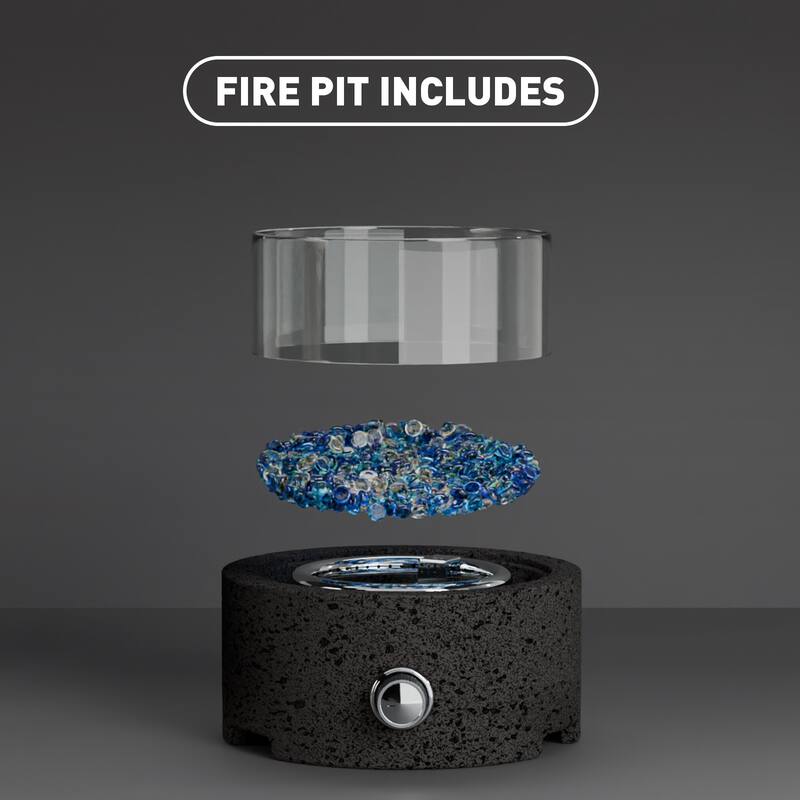 COSIEST Travertine Outdoor Patio Tabletop Fire Pit