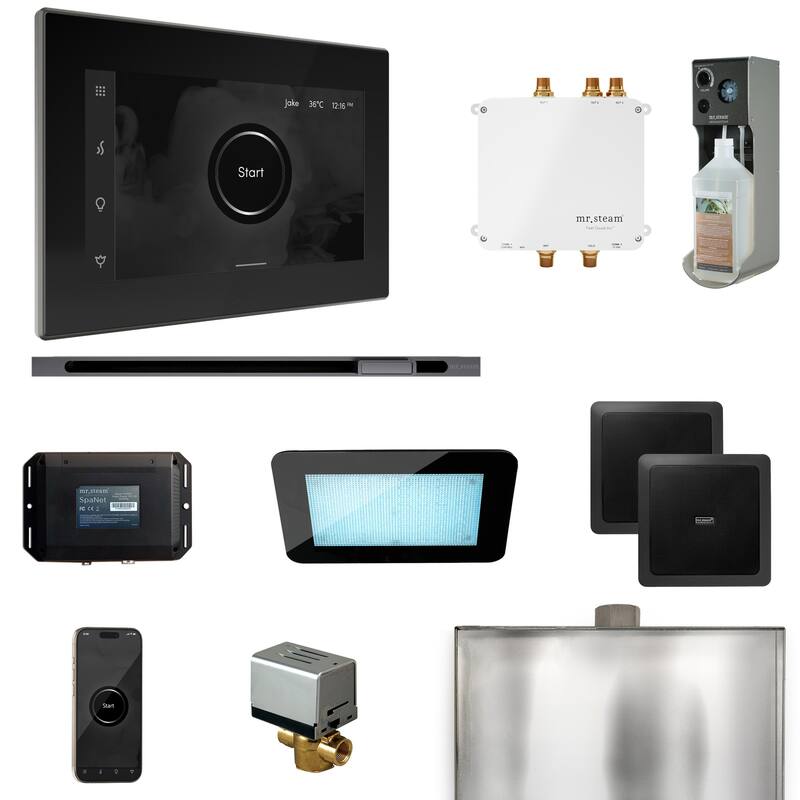 Mr Steam BLS1-L Bliss Linear Package Steam Shower Control Package with - Black / Satin Steel