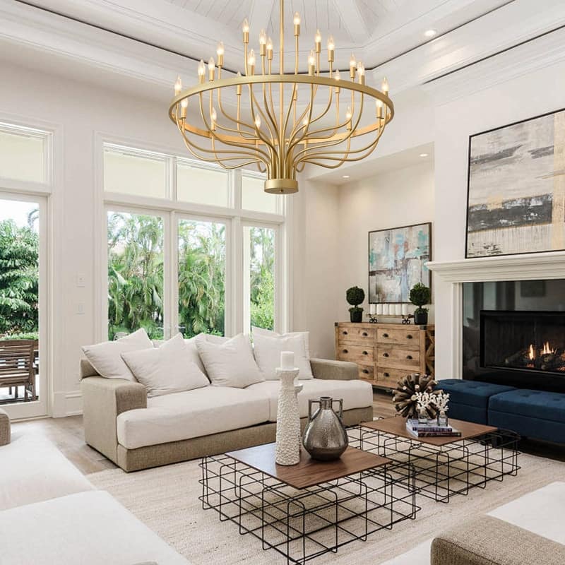 Modern Farmhouse Candle Chandelier Black Large Wagon Wheel Chandeliers