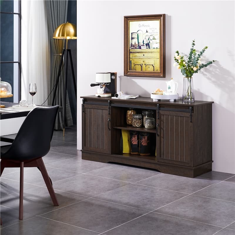 Yaheetech Industrial Classic Farmhouse TV Stand for TVs up to 65"