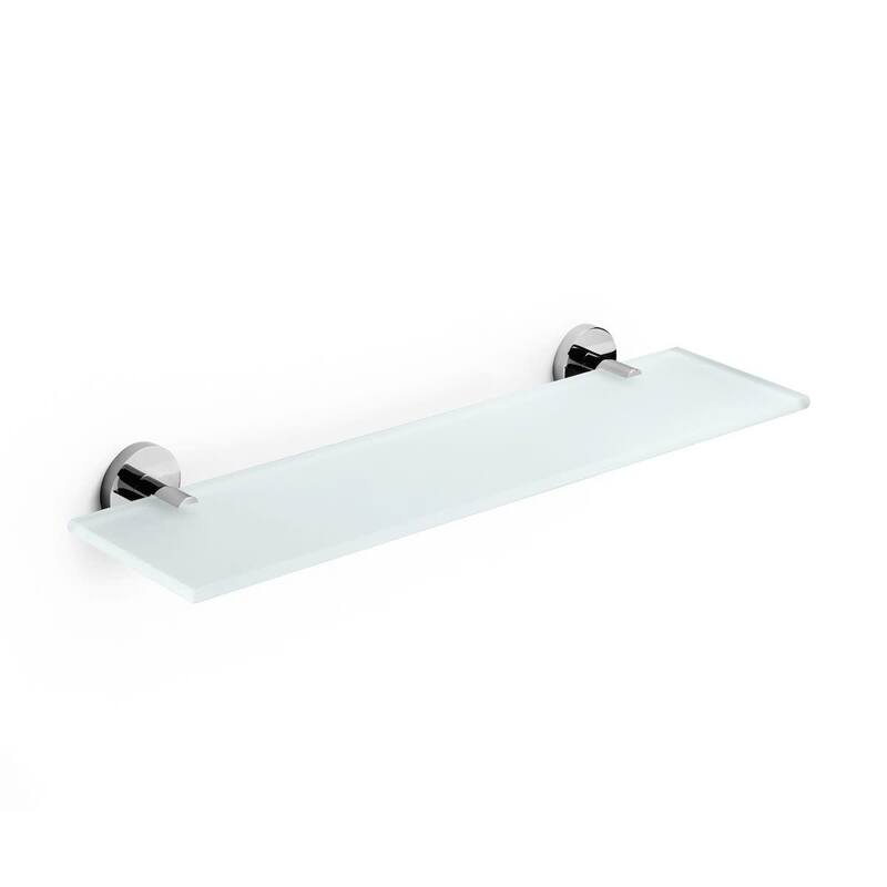 WS Bath Collections 23-3/10" Brass Shelf from the Duemila Glue - Polished Chrome / Frosted Glass - Chrome Finish