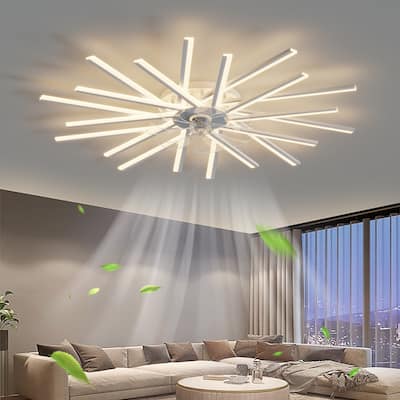 Oaks Aura 45in. Ceiling Fan with Lights Remote Control Dimmable LED, 6 Gear Wind Speed Fan Light for Living Room