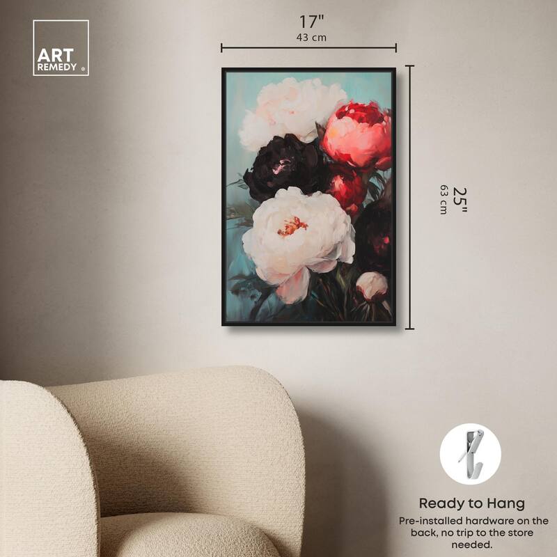 Three Shades of Peony II Canvas by Art Remedy