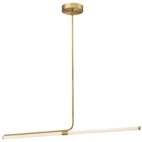 Dainolite Corvette Modern and Contemporary 24W Horizontal Pendant, Aged Brass w/ White Acrylic Diffuser