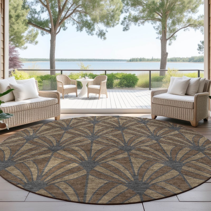 Machine Washable Indoor/ Outdoor Casual Kim Chantille Rug - Chocolate - 8' x 8'