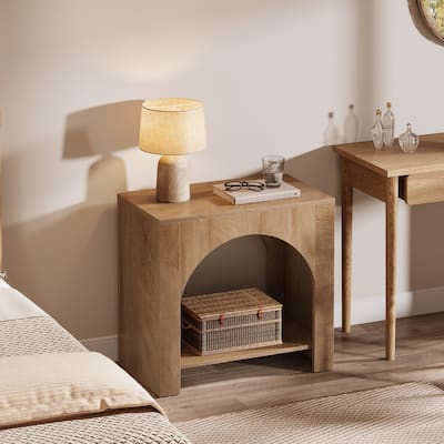 Nightstand, 2 Tiers Side Table with Storage Shelf, Farmhouse Bedside Table End Table for Bedroom
