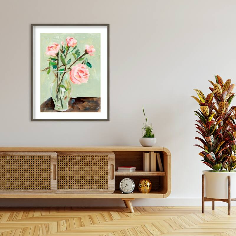 Tender Still Floral No. 2 by Melissa Wang Wood Framed Wall Art Print - Svelte Clay Grey