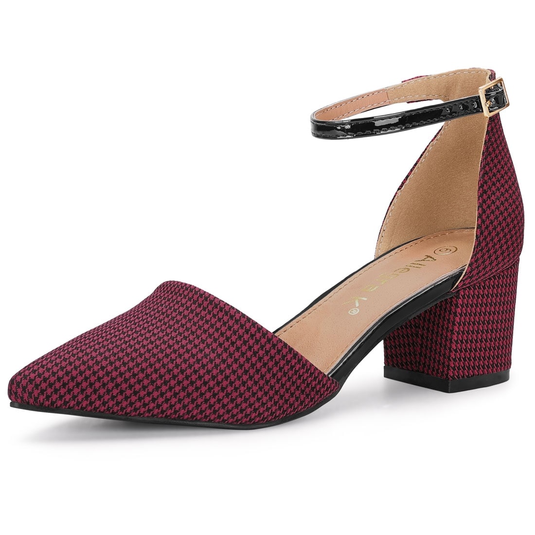 Womens Mid Block Heels Sandals Ankle Straps Buckle Round Toe Pumps Court Shoes