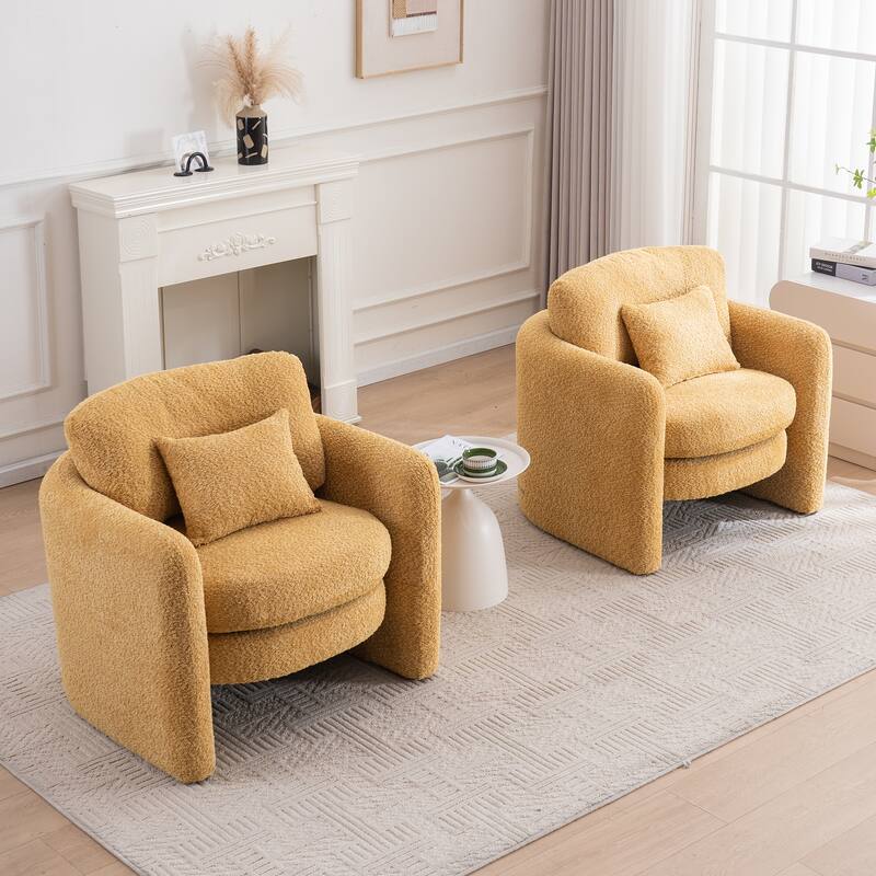 Rounded Corner Accent Chair Lounge Chair, Single Sofa Chair Armchair for Living Room