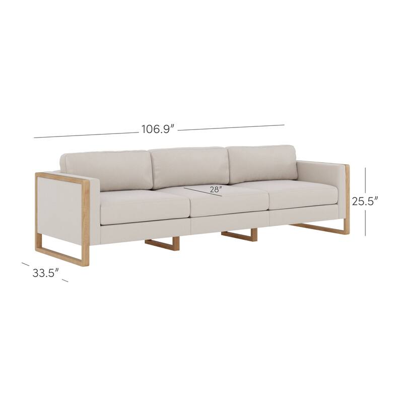 Madison Modern Upholstered Modular Sofa or Couch for Living Room with Solid Wood Legs