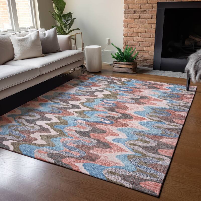 Machine Washable Indoor/ Outdoor Modern Mason Chantille Rug
