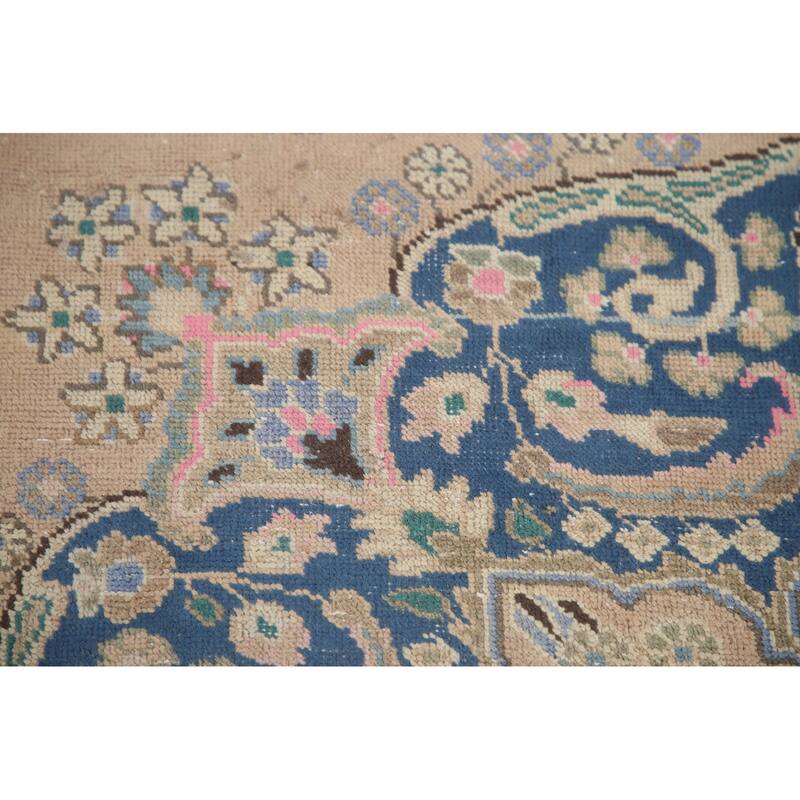 Hand Knotted Oriental 100% Wool Carpet Traditional Floral Coral Mashad Area Rug - 11' 2'' X 7' 11''