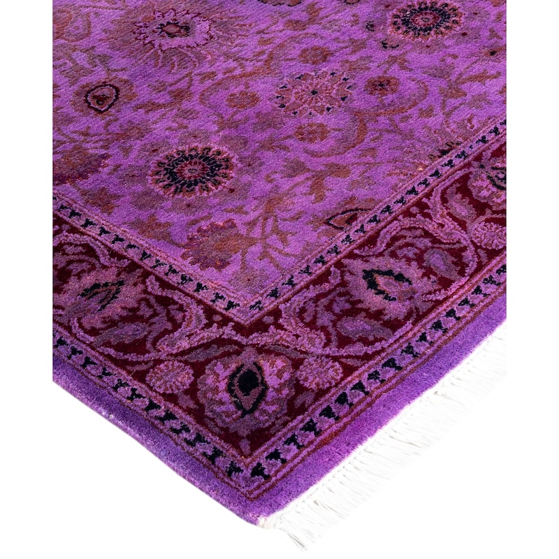 Overdyed One-of-a-Kind Hand-Knotted Area Rug - Purple - 2' 6" x 17' 10"