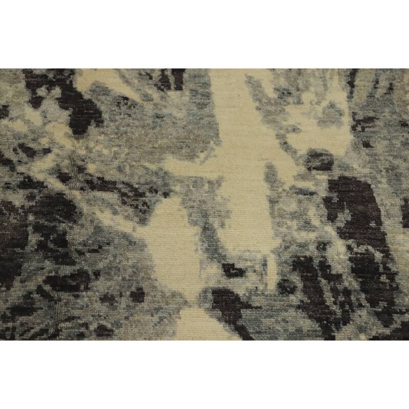Hand Knotted Oriental 100% Wool Carpet Modern Abstract Greys & Charcoal Modern Area Rug - 7' 9'' X 4' 10''