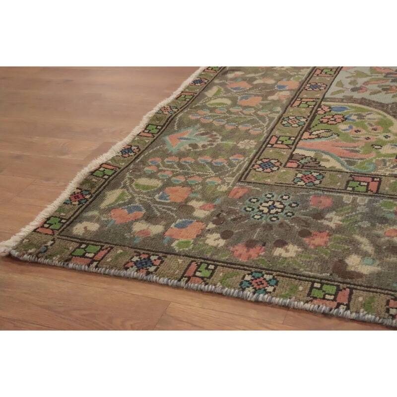 Hand Knotted Oriental 100% Wool Carpet Traditional Floral Oranges & Rust Tabriz Area Rug - 12' 7'' X 9' 10''