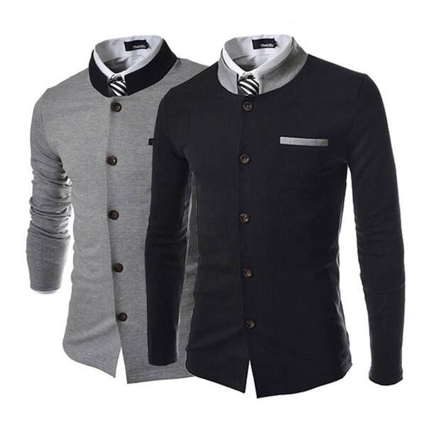 Shop Autumn And Winter Products Color Slim Collar Man Coat Small