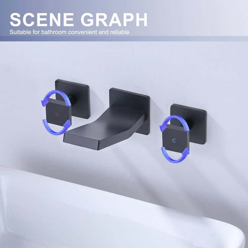 WOWOW Dual- Handle Waterfall Bathroom Wall-mount Faucet in Modern
