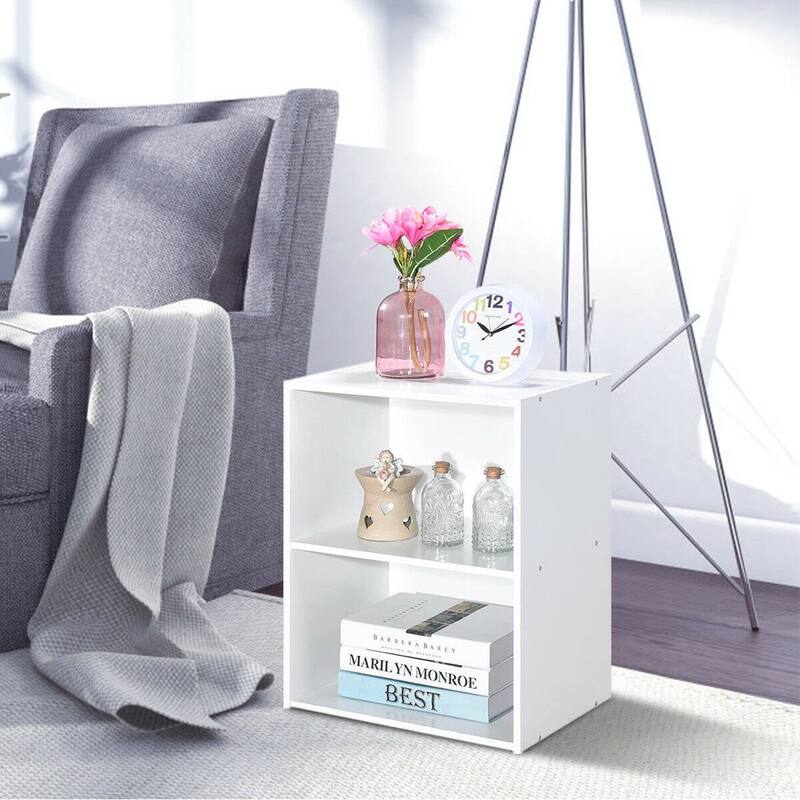 2 Tier Open Night Stand End Table Sofa Side Storage Furniture - 17" x 11.5" x 21.5" (L x W x H)
