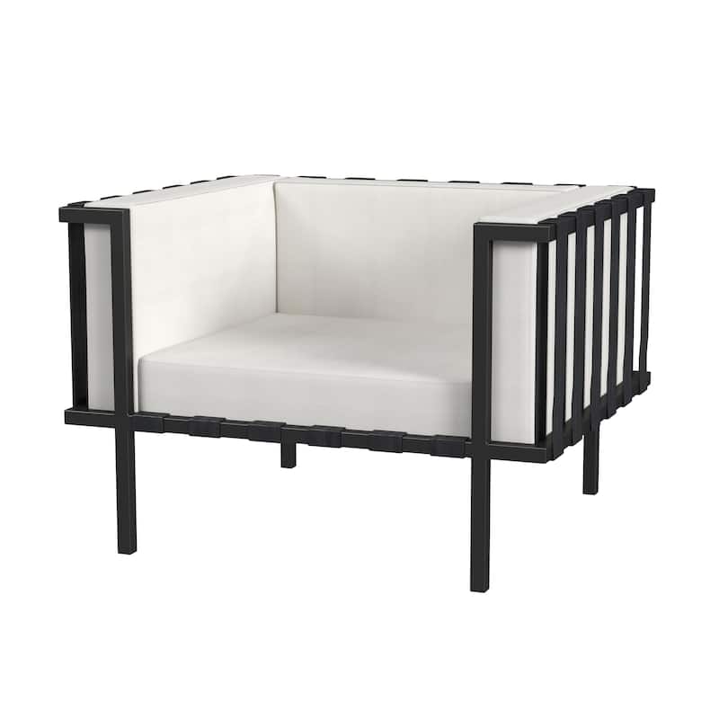 Norway Outdoor Club Chair with Cushion - Off-White / Black