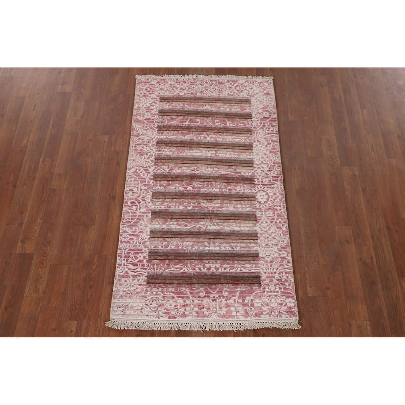 Abstract / Modern Accent Rug Handmade Oriental Wool Carpet - 2'8"x 4'8"