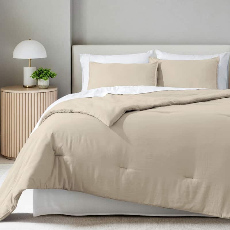 Bare Home Down Alternative Track Stitch Comforter Set - Twin - Twin XL - Sand
