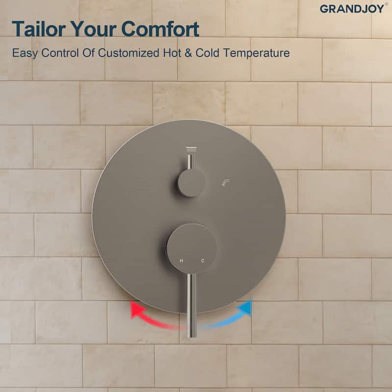 GRANDJOY Wall-Mount 2-Function Shower and Tub System with Pressure Balance Valve
