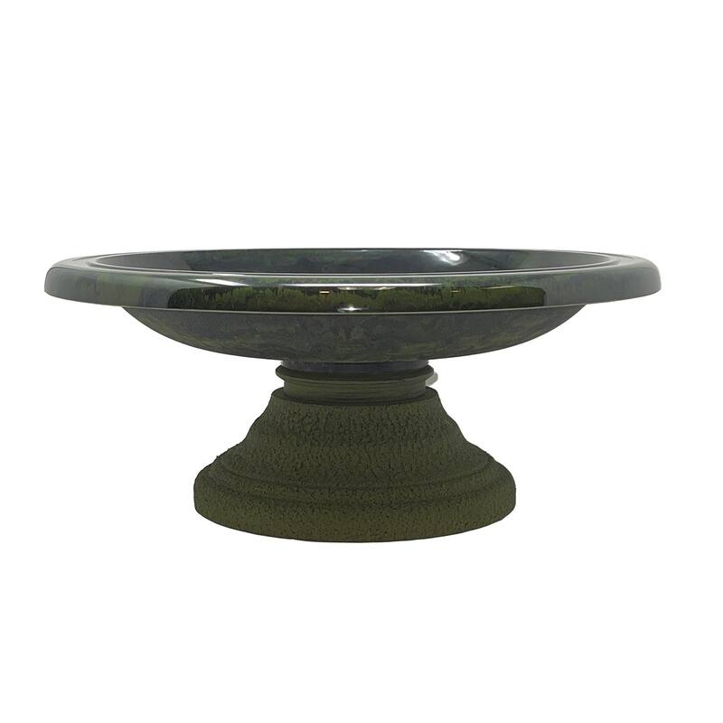 7.5"H Fiber Clay Low Profile Base Birdbaths, 19"D x 7.5"H, 6.5 lbs.