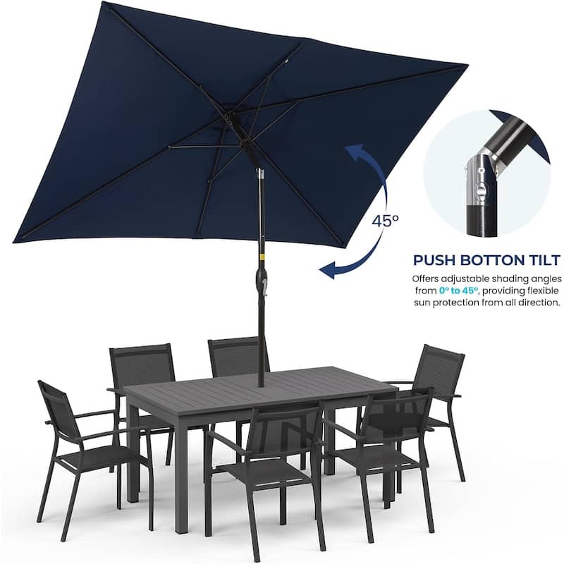 6.5 x 10 Ft Rectangular Patio Umbrella with Crank