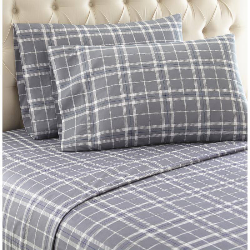 Shavel Micro Flannel® Bed Sheet Set - Queen - carlton plaid gray