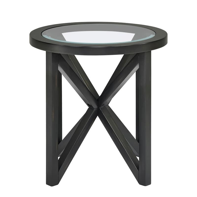 Modern Round Glass Coffee Table with Solid Wood Base - Tempered Glass Top for Living Room, Terrace, Study
