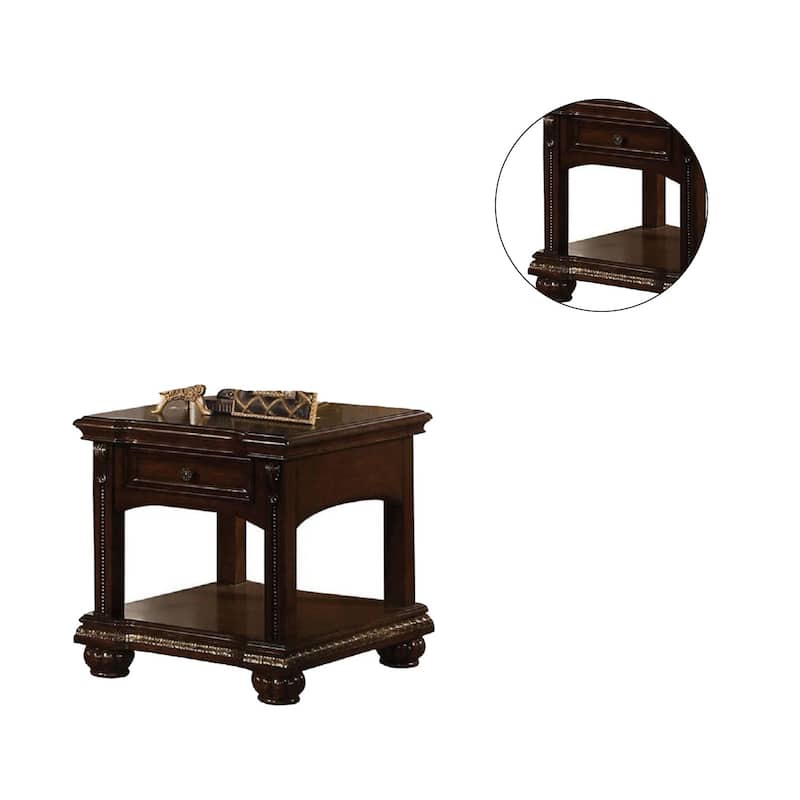 Rectangular End Table with a Drawers in Cherry