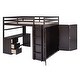 preview thumbnail 6 of 12, Elegant Full size Loft Bed with Drawers, Desk and Wardrobe, Health and Comfort, Sturdy Construction & Safety Guaranteed, Black