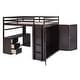 preview thumbnail 5 of 11, Versatility Full Size Wooden Loft Bed with 3 Storage Drawers, Safety Guardrail Bed with Desk and Wardrobe