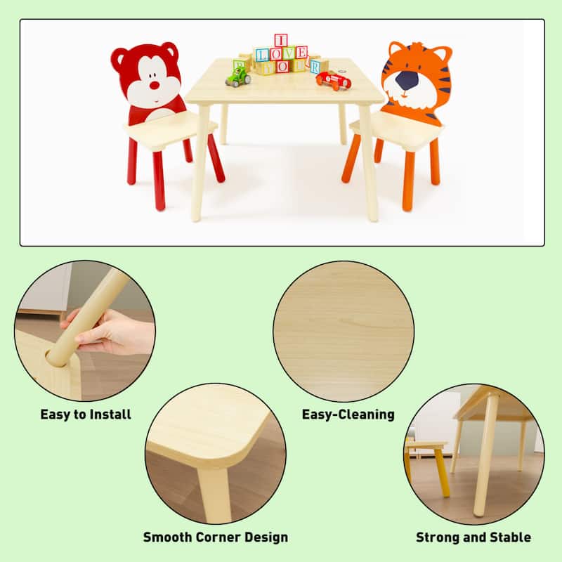 Kids Table and 2 Chairs Set, 3 Pieces Toddler Table and Chair Set