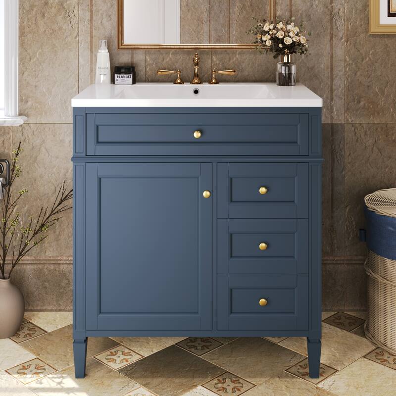Bathroom Vanity with Sink, Undermount Bathroom Sink Cabinet, Bathroom Storage Cabinet with 2 Drawers, 1 Tip-Out Drawer & 1 Door